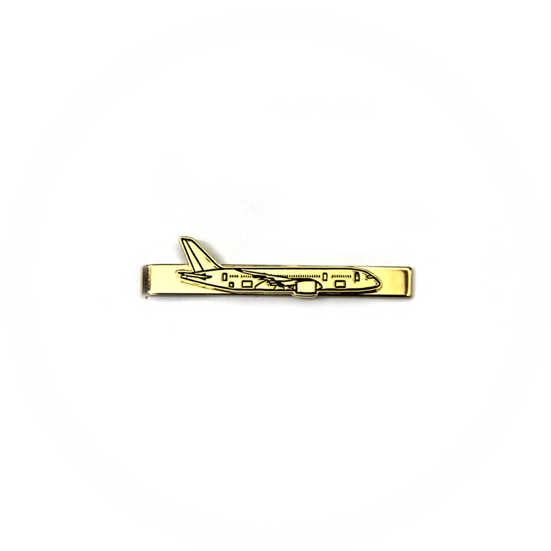 Tiebar / Tie-Clip / Tie-Clasp Boeing 787 Plane Gold
