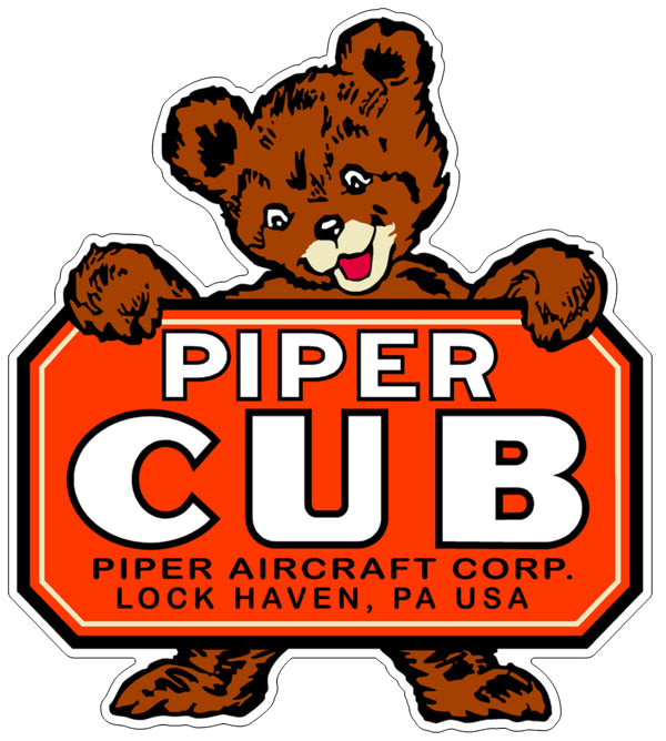 Sticker Piper Cub J-3 BEAR LOGO (EXTRA LARGE 5")