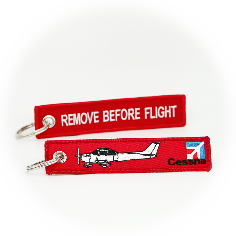 Keyring CESSNA 150 C150 / Remove Before Flight (red/blue logo)