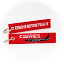 Keyring Bombardier CSeries / Remove Before Flight (black plane)