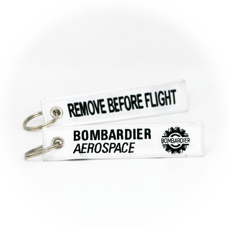 Keyring Bombardier Aerospace / Remove Before Flight (white)