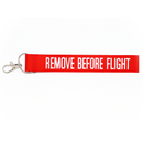 Keyring Remove Before Flight (carabiner hook, flag style)