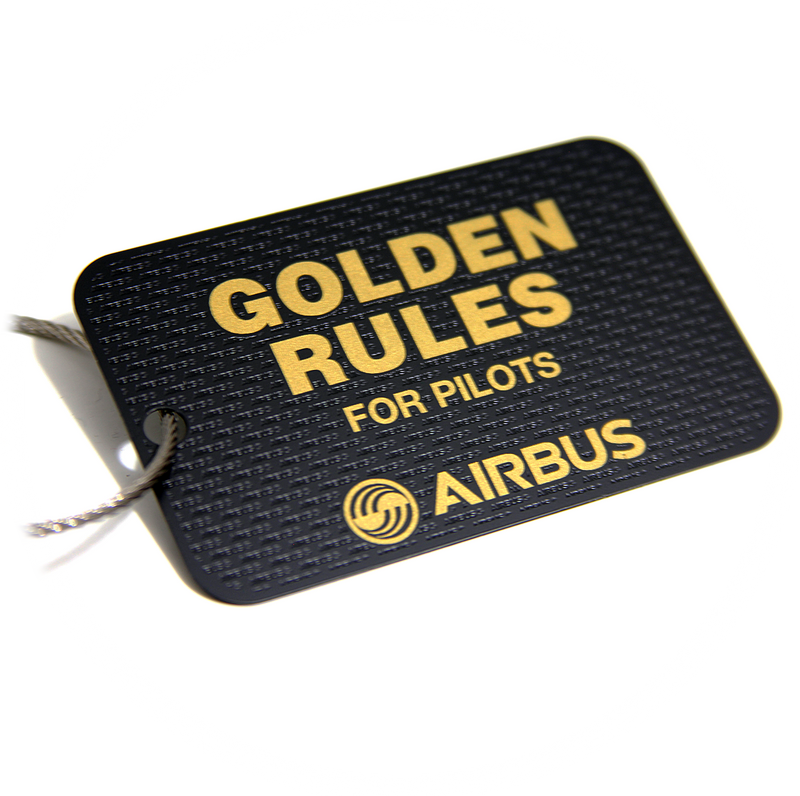 Airbus Golden Rules metal plate keyring (black version)