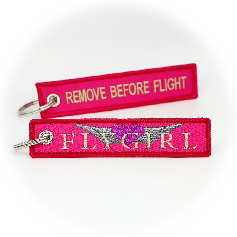 Keyring Flygirl / Remove Before Flight (pink/gold)
