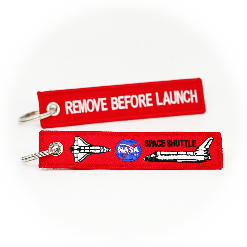 Keyring NASA Space Shuttle / Remove Before Launch (red)