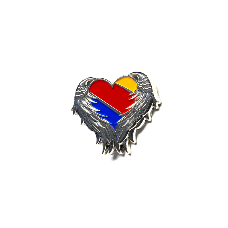 Pin SWA Southwest Airlines Silver Wings around Heart Logo