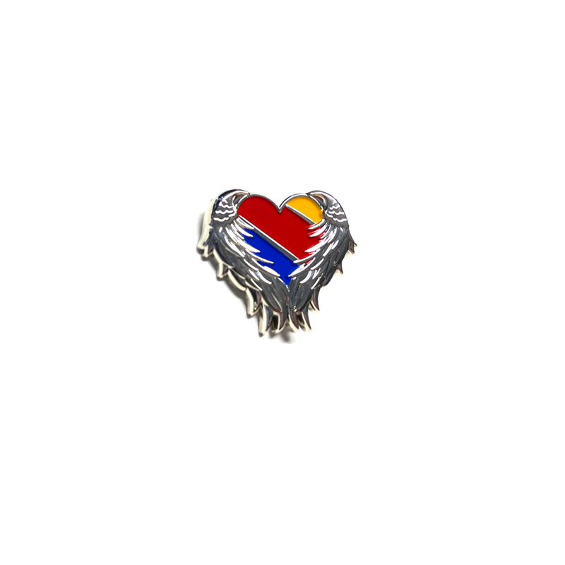 Pin SWA Southwest Airlines Silver Wings around Heart Logo