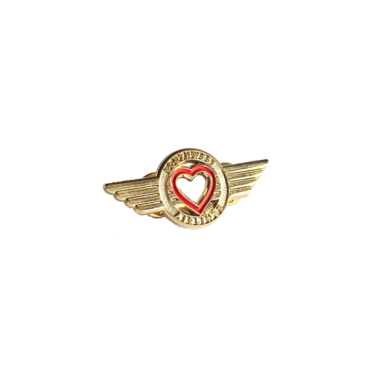 Wing Pin SWA Southwest Airlines Heart 1.37" *VINTAGE STYLE*